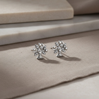 Tree of Life Stud Earrings in Sterling Silver, Dainty Flower Bouquet CZ Earrings, Graduation Gift for Daughter, Nature Jewelry