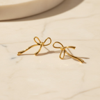 Ribbon Bow Earrings in 14K Gold | Gold Bow Stud Earrings | Waterproof Stainless Steel Dainty Y2K Minimalist Studs
