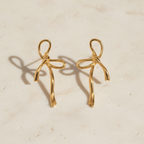 Ribbon Bow Earrings in 14K Gold | Gold Bow Stud Earrings | Waterproof Stainless Steel Dainty Y2K Minimalist Studs