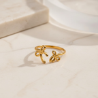 Gold Bow Ring Adjustable, 14K Gold Ribbon Bow Ring, Small Bow Ring, Coquette Jewelry, Delicate Romantic Gift for Her