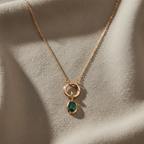 Oval Birthstone Charm Necklace Gold | Custom Waterproof Stainless Steel Pendant | Dainty Layering Necklace Gift for Mom