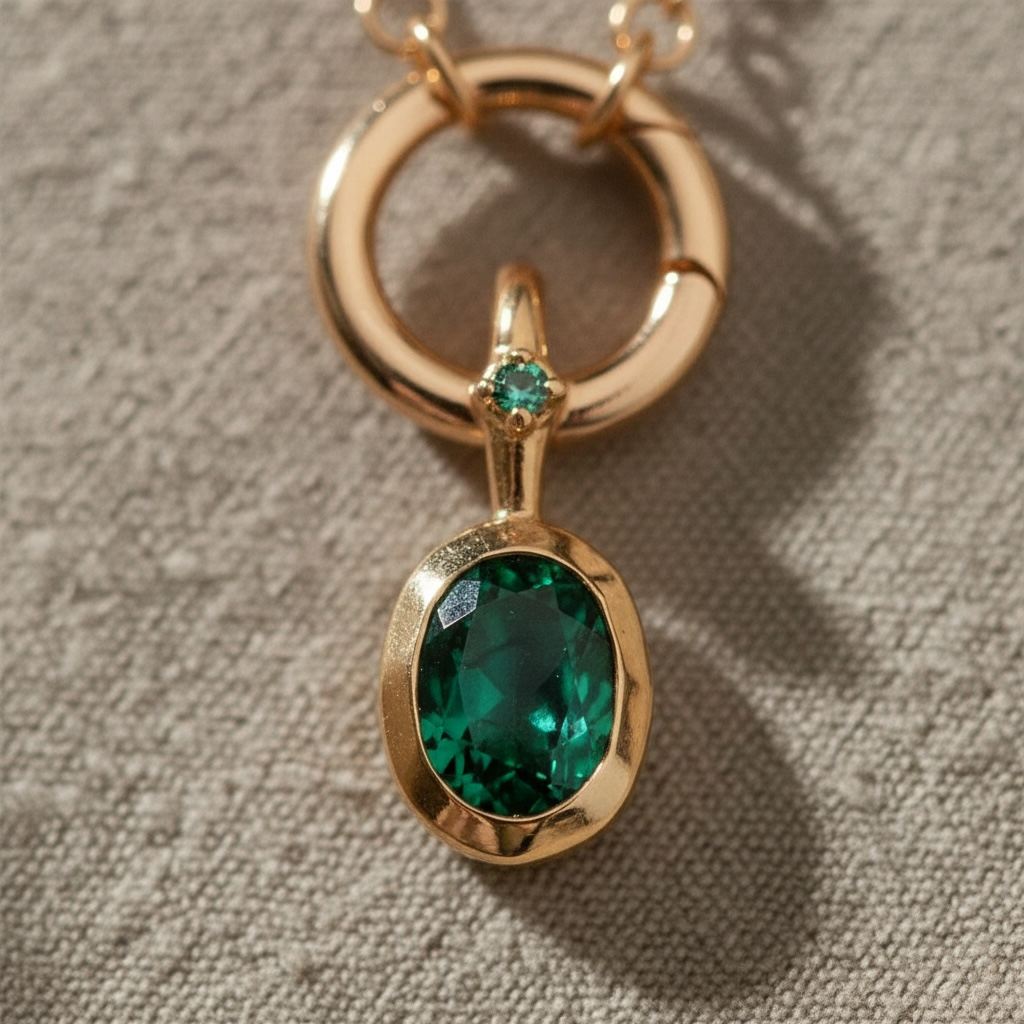 Oval Birthstone Charm Necklace Gold | Custom Waterproof Stainless Steel Pendant | Dainty Layering Necklace Gift for Mom