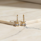 Cherry Huggie Hoop Earrings in Gold | Cute CZ Cherry Charm Hoops | Lightweight Stainless Steel Summer Huggies | Fruit Jewelry
