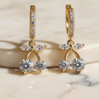 Cherry Huggie Hoop Earrings in Gold | Cute CZ Cherry Charm Hoops | Lightweight Stainless Steel Summer Huggies | Fruit Jewelry