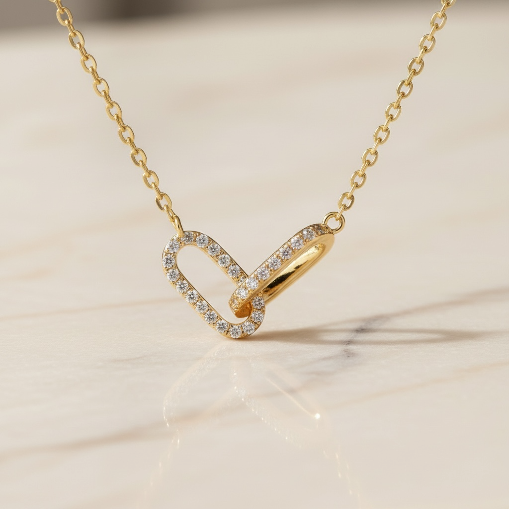 Interlocking Diamond Necklace | Dainty Gold Pendant Necklace for Meaningful Gifts