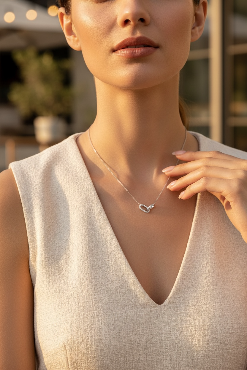 Interlocking Diamond Necklace | Dainty Gold Pendant Necklace for Meaningful Gifts