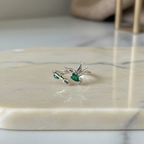 Hummingbird Ring: Sterling Silver Rose Flower Leaf Wrap, Adjustable Band