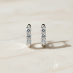 Moissanite Hoops – Diamond Huggie Hoop Earrings, 925 Silver Dainty Huggie Hoops, U Shape Diamond Hoops