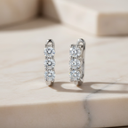 Moissanite Hoops – Diamond Huggie Hoop Earrings, 925 Silver Dainty Huggie Hoops, U Shape Diamond Hoops