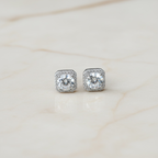Iced Out Moissanite Studs – Square 925 Silver Earrings, Passes Diamond Test