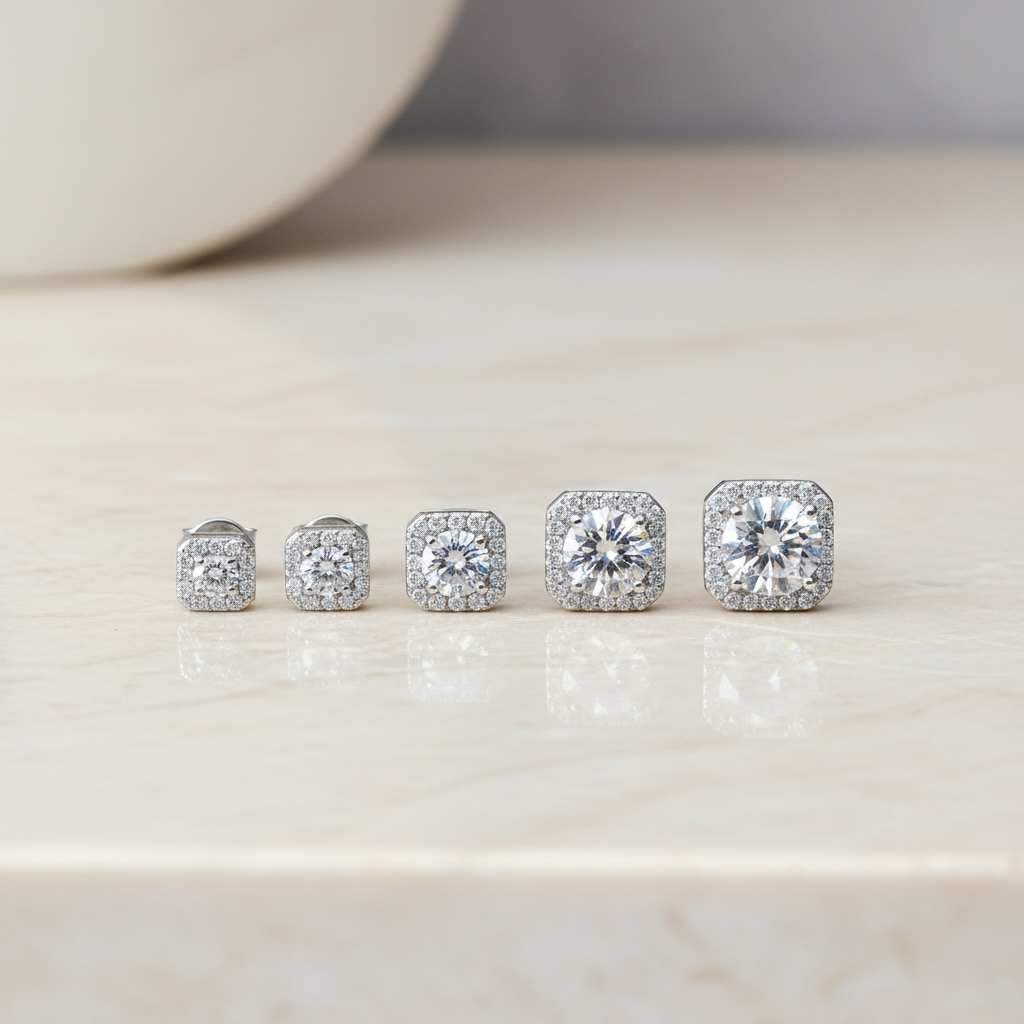 Iced Out Moissanite Studs – Square 925 Silver Earrings, Passes Diamond Test