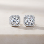 Iced Out Moissanite Studs – Square 925 Silver Earrings, Passes Diamond Test