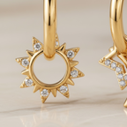 Mismatched Star Earrings – Celestial Sun & Moon Huggie Hoops, Dainty Starburst Earrings, Sterling Silver Gift for Her