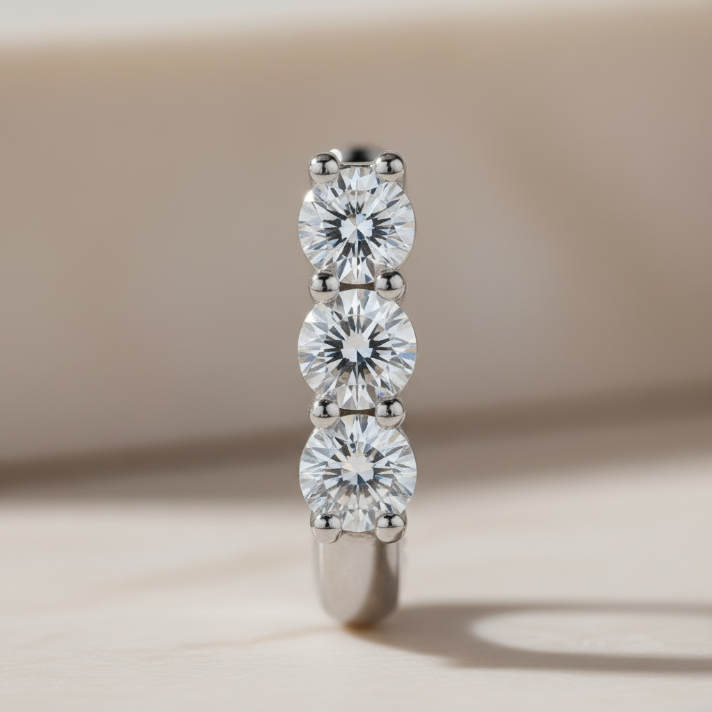 Moissanite Hoops – Diamond Huggie Hoop Earrings, 925 Silver Dainty Huggie Hoops, U Shape Diamond Hoops