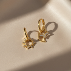 Mismatched Star Earrings – Celestial Sun & Moon Huggie Hoops, Dainty Starburst Earrings, Sterling Silver Gift for Her