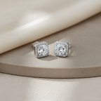 Iced Out Moissanite Studs – Square 925 Silver Earrings, Passes Diamond Test