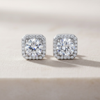 Iced Out Moissanite Studs – Square 925 Silver Earrings, Passes Diamond Test