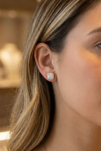 Iced Out Moissanite Studs – Square 925 Silver Earrings, Passes Diamond Test