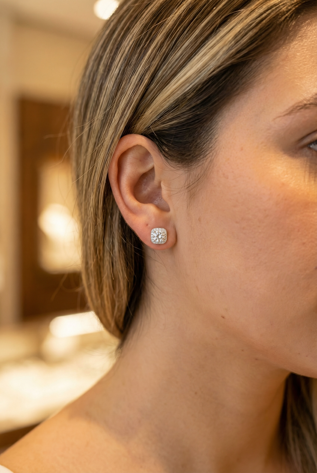 Iced Out Moissanite Studs – Square 925 Silver Earrings, Passes Diamond Test