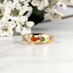 Mixed Gemstone Ring – Chunky Dome Statement Ring with Rainbow Stones, Gold Oversize Ring, Bold Fashion Band