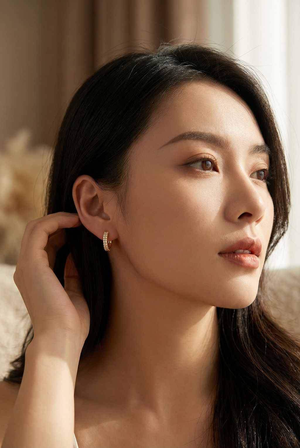 Pavé Huggie Hoop Earrings | Small Gold & Silver Hoops in Sterling Silver | CZ Diamond Huggies | Tiny Minimalist Everyday Hoops