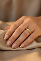 Mixed Gemstone Ring – Chunky Dome Statement Ring with Rainbow Stones, Gold Oversize Ring, Bold Fashion Band