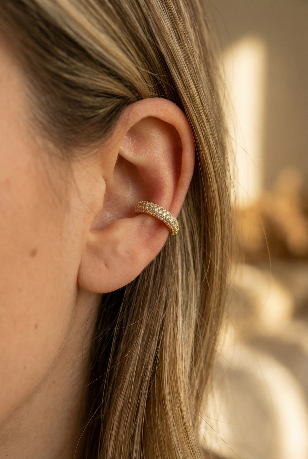 Dainty Ear Cuff – Pavé CZ Ear Cuff No Piercing, Minimalist Cartilage Cuff, Adjustable Conch Earrings Cuff