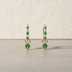 Heart Drop Huggie Earrings • 18K Gold Sterling Silver, CZ