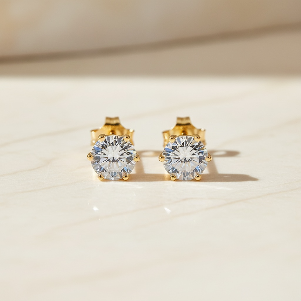 Moissanite Stud Earrings: White Gold Sterling Silver, GRA Certified