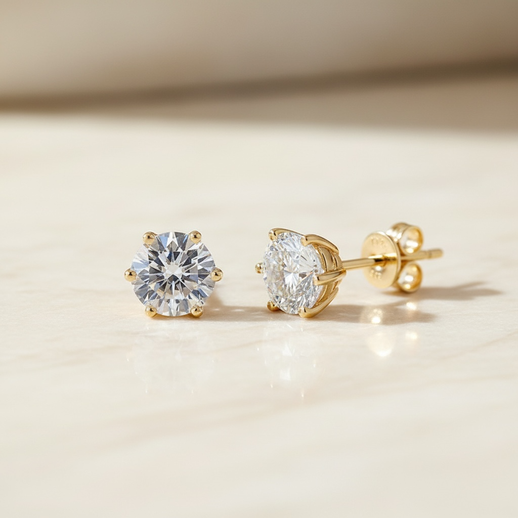 Moissanite Stud Earrings: White Gold Sterling Silver, GRA Certified
