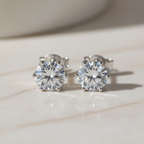 Moissanite Stud Earrings: White Gold Sterling Silver, GRA Certified