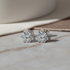 Moissanite Stud Earrings: White Gold Sterling Silver, GRA Certified