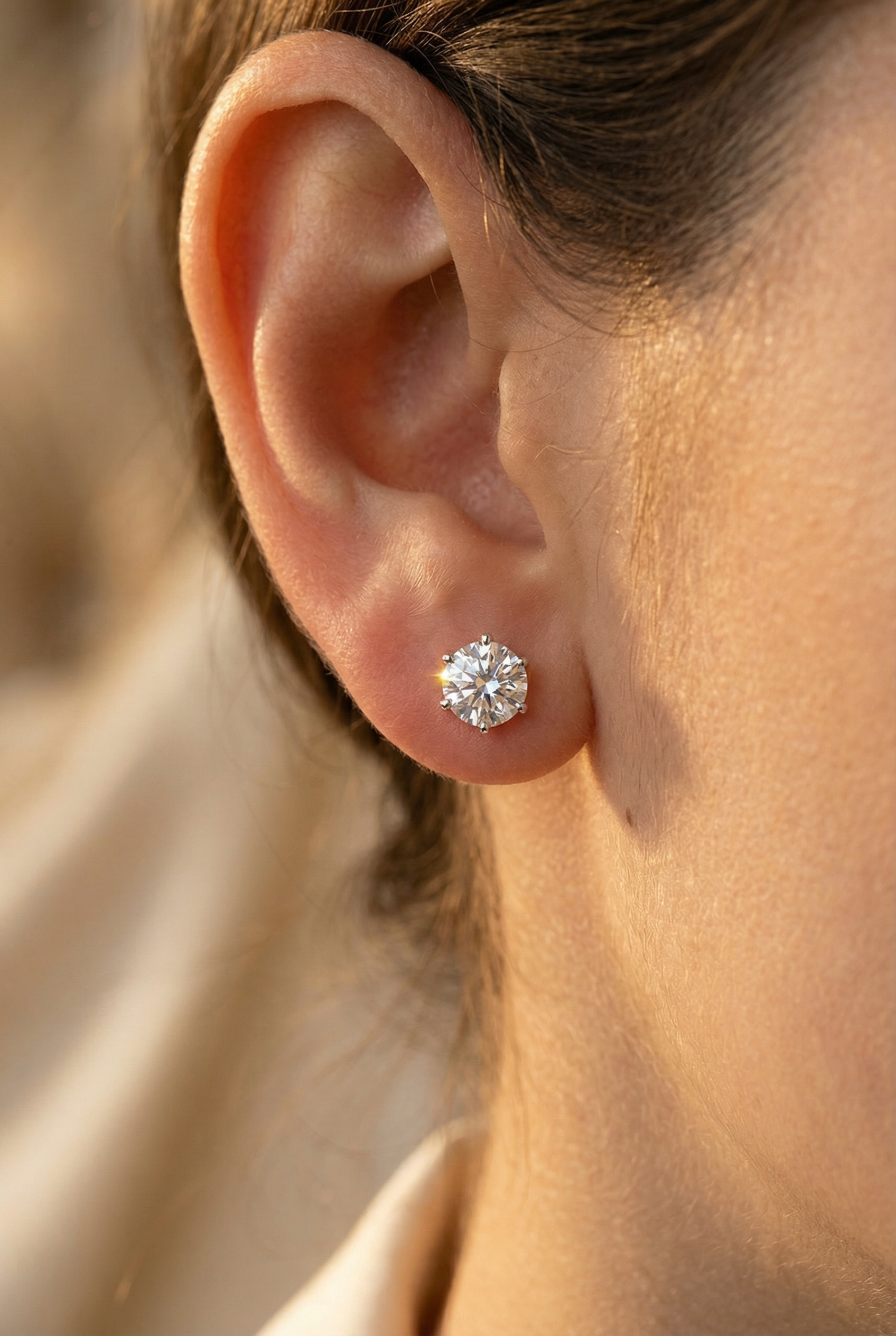 Moissanite Stud Earrings: White Gold Sterling Silver, GRA Certified