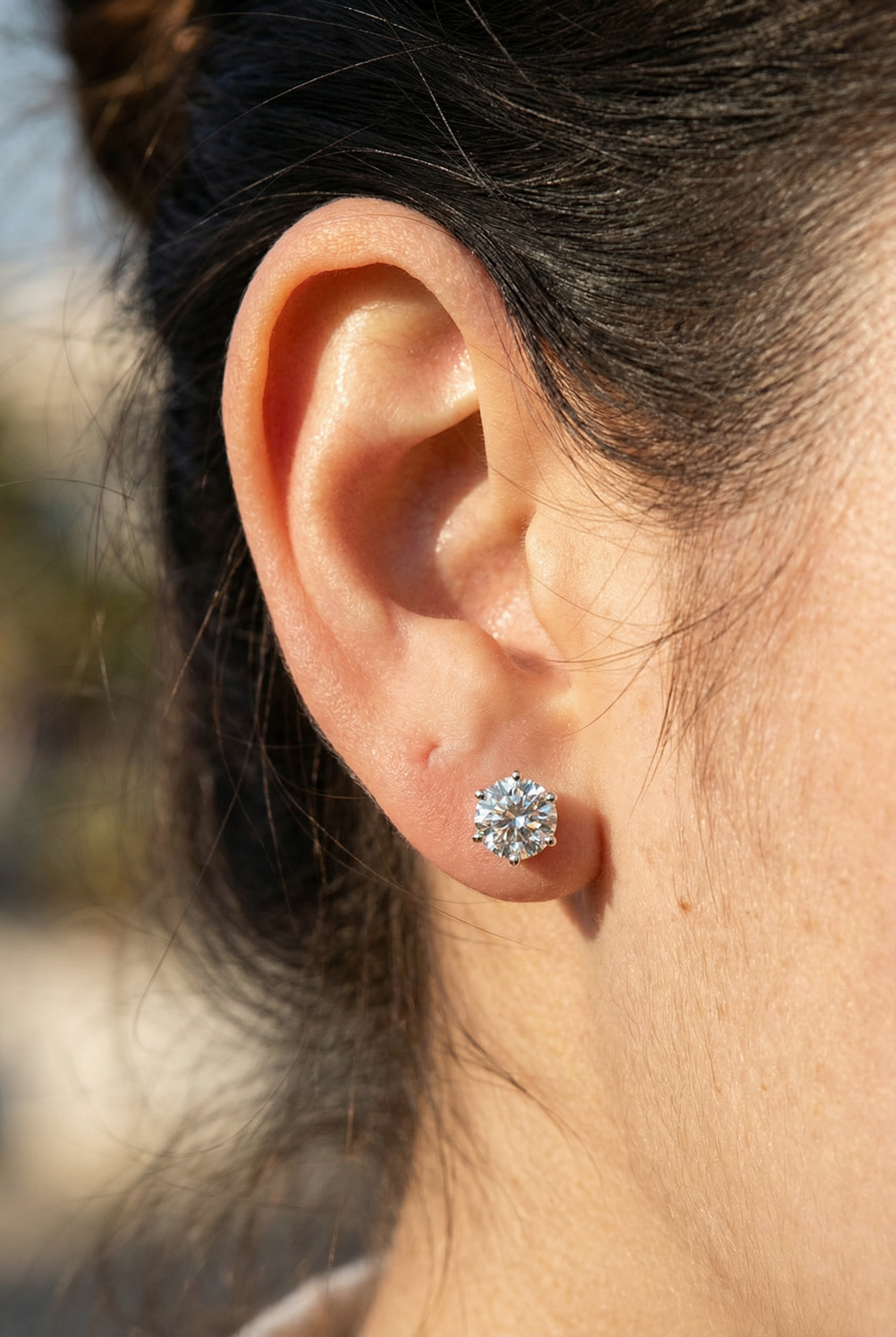 Moissanite Stud Earrings: White Gold Sterling Silver, GRA Certified