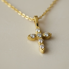 Gold Diamond Cross Necklace — Dainty Faith Pendant for Everyday Light by Stella Amoré