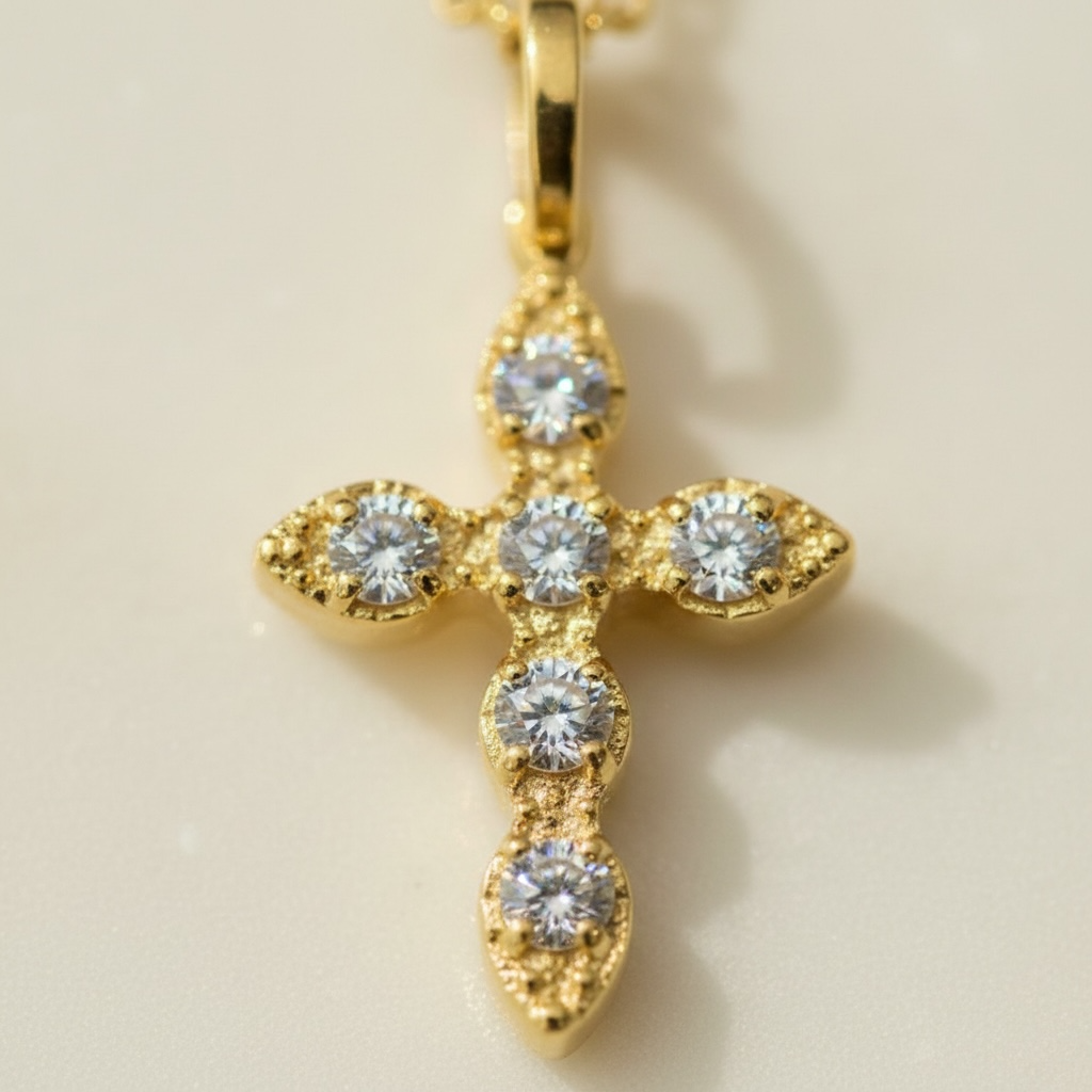 Gold Diamond Cross Necklace — Dainty Faith Pendant for Everyday Light by Stella Amoré