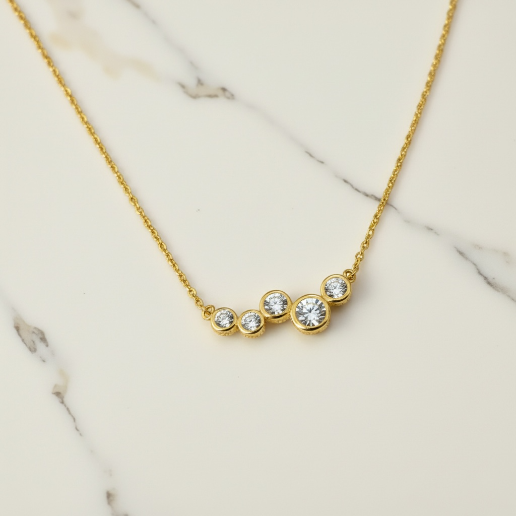 Cluster Smile Necklace by Stella Amoré • Dainty 14K Gold Pendant • Minimalist Layering Necklace • Bridesmaid Gift