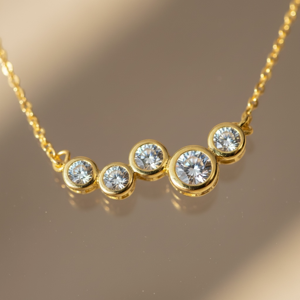 Cluster Smile Necklace by Stella Amoré • Dainty 14K Gold Pendant • Minimalist Layering Necklace • Bridesmaid Gift