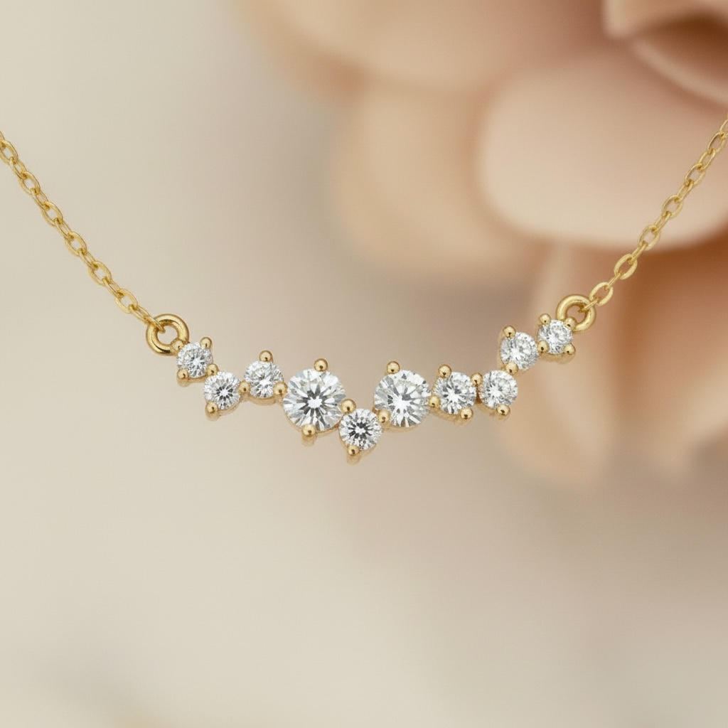 Curved Cluster Smile Layering  Necklace by Stella Amoré