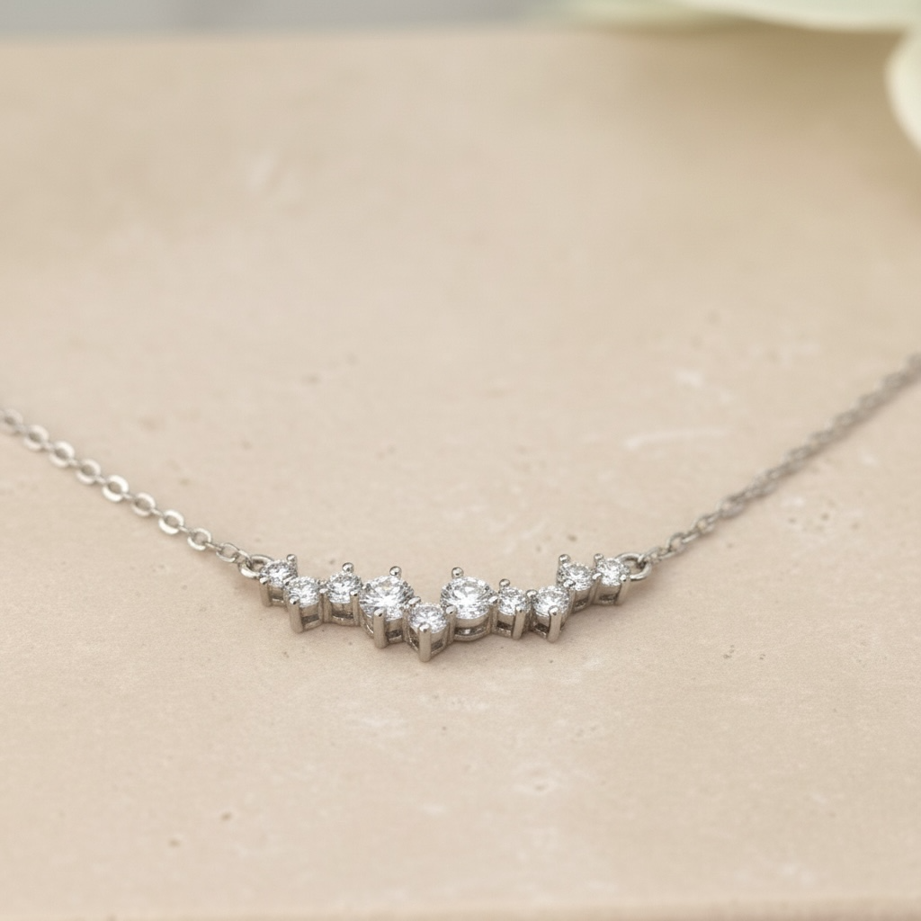 Curved Cluster Smile Layering  Necklace by Stella Amoré