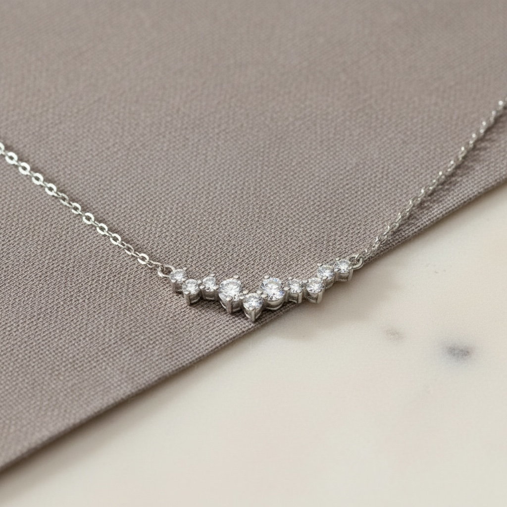Curved Cluster Smile Layering  Necklace by Stella Amoré