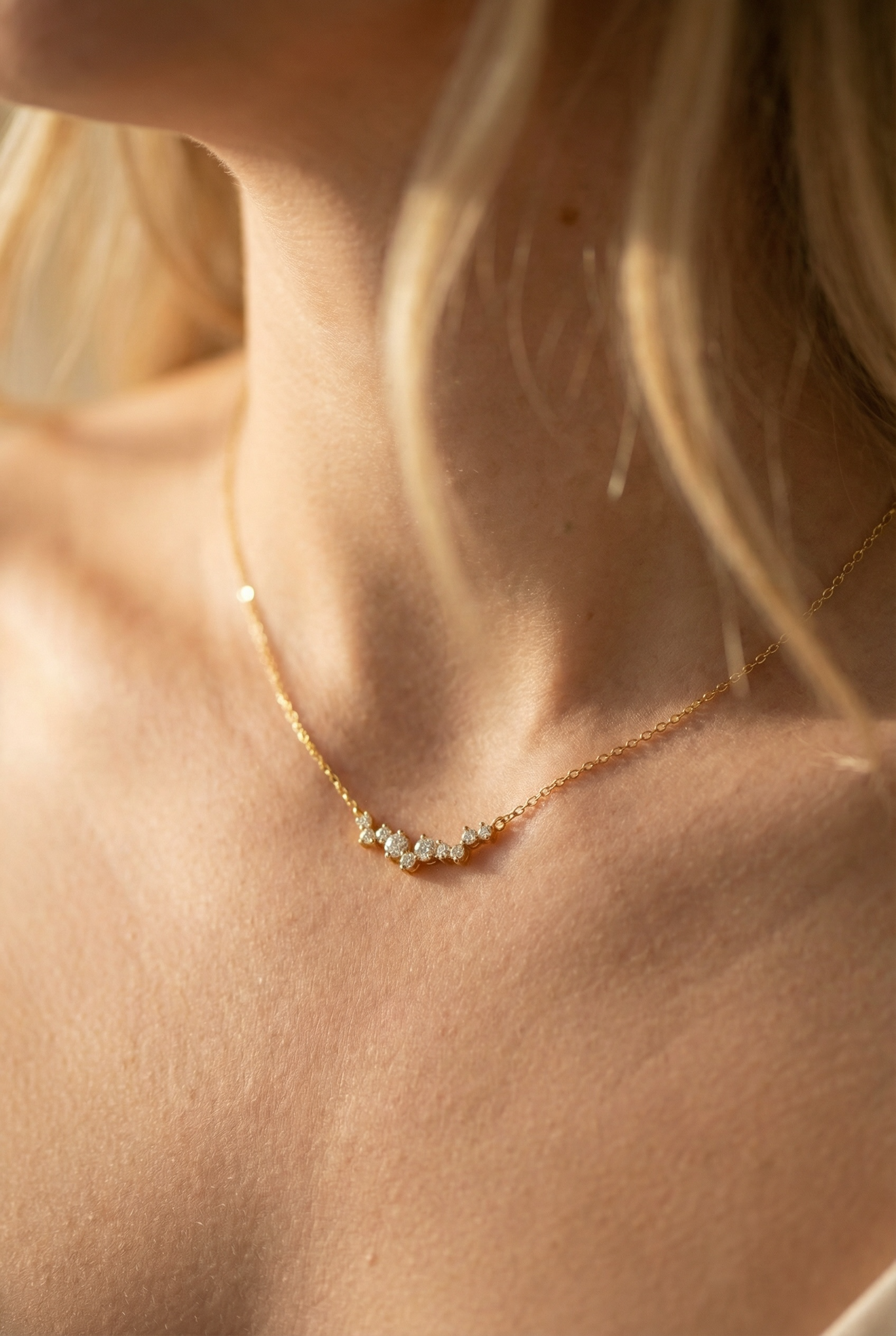 Curved Cluster Smile Layering  Necklace by Stella Amoré