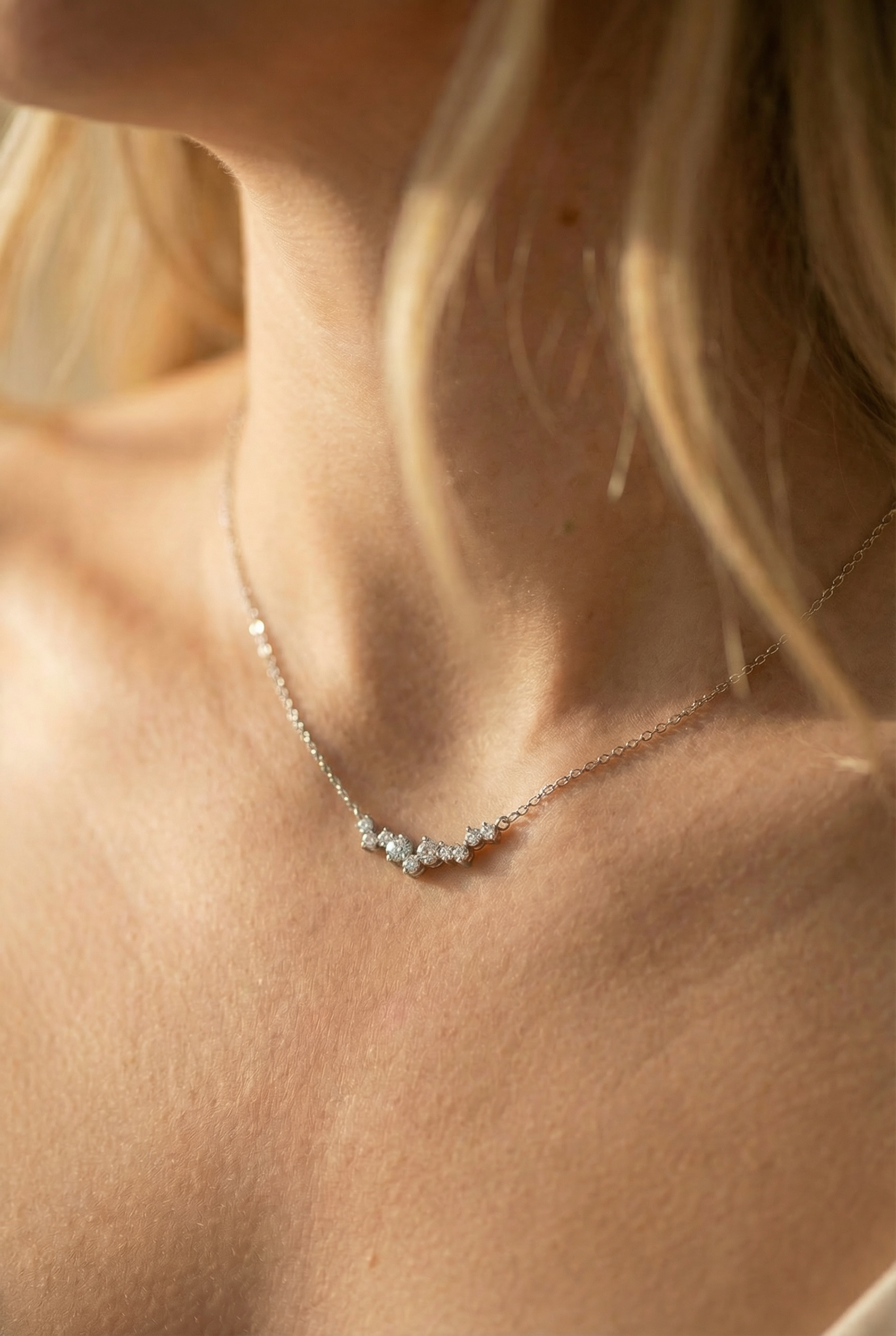 Curved Cluster Smile Layering  Necklace by Stella Amoré