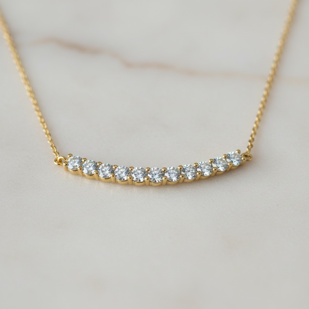 Cluster Smile Necklace • Sterling Silver or Gold Vermeil • Minimalist Layering Bridesmaid Necklace • Bridal Gift