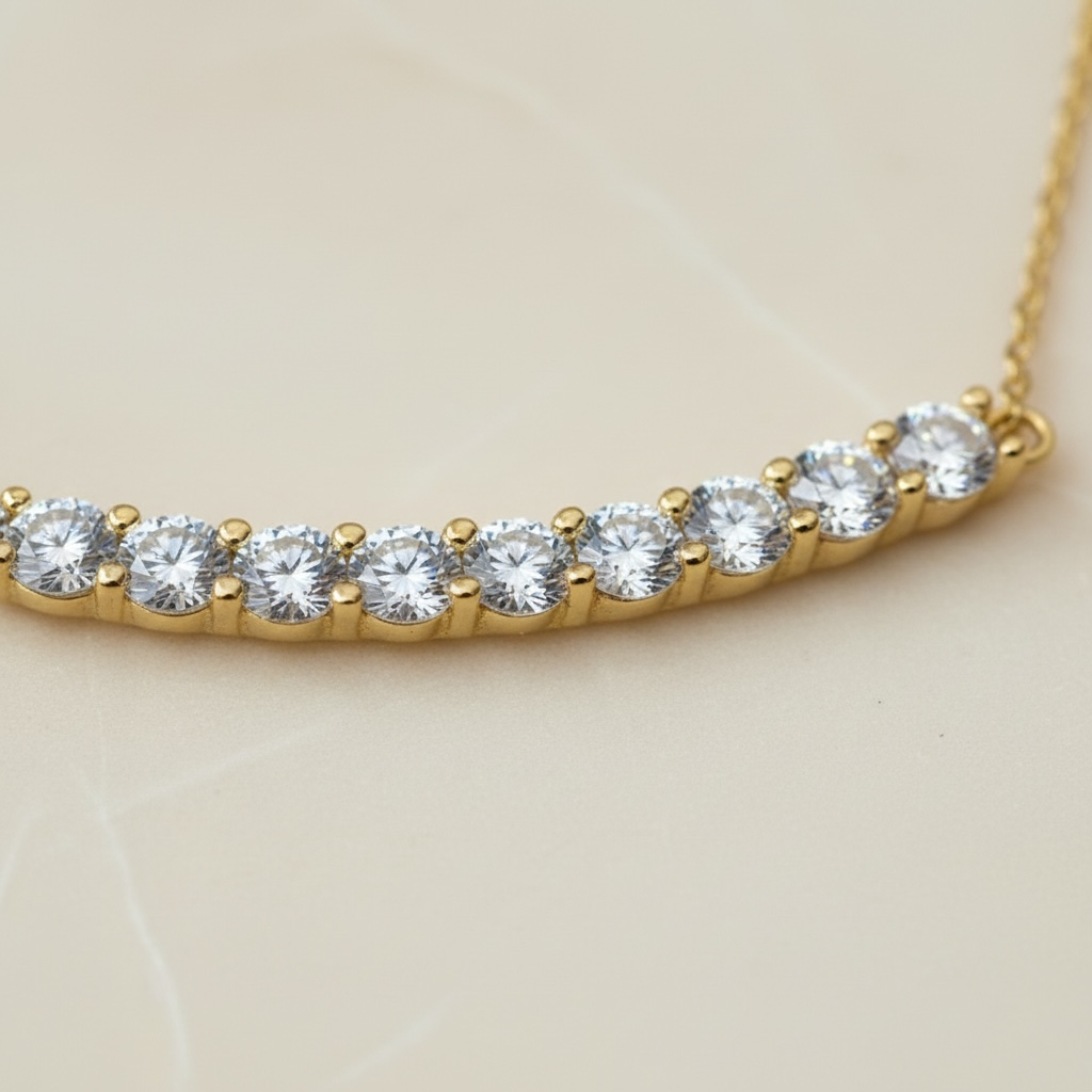 Cluster Smile Necklace • Sterling Silver or Gold Vermeil • Minimalist Layering Bridesmaid Necklace • Bridal Gift