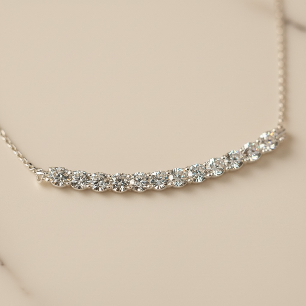 Cluster Smile Necklace • Sterling Silver or Gold Vermeil • Minimalist Layering Bridesmaid Necklace • Bridal Gift