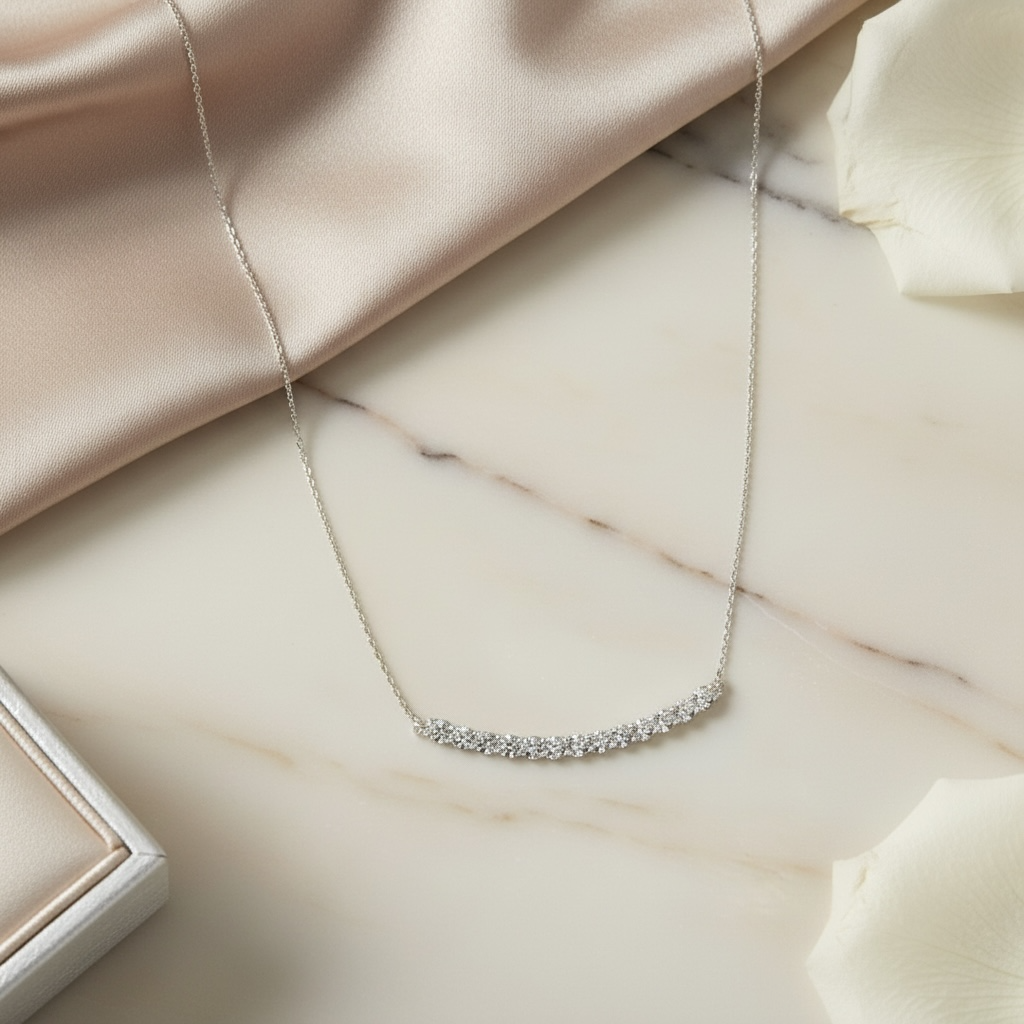 Cluster Smile Necklace • Sterling Silver or Gold Vermeil • Minimalist Layering Bridesmaid Necklace • Bridal Gift