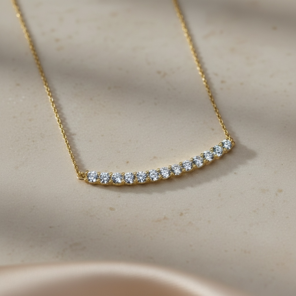 Cluster Smile Necklace • Sterling Silver or Gold Vermeil • Minimalist Layering Bridesmaid Necklace • Bridal Gift