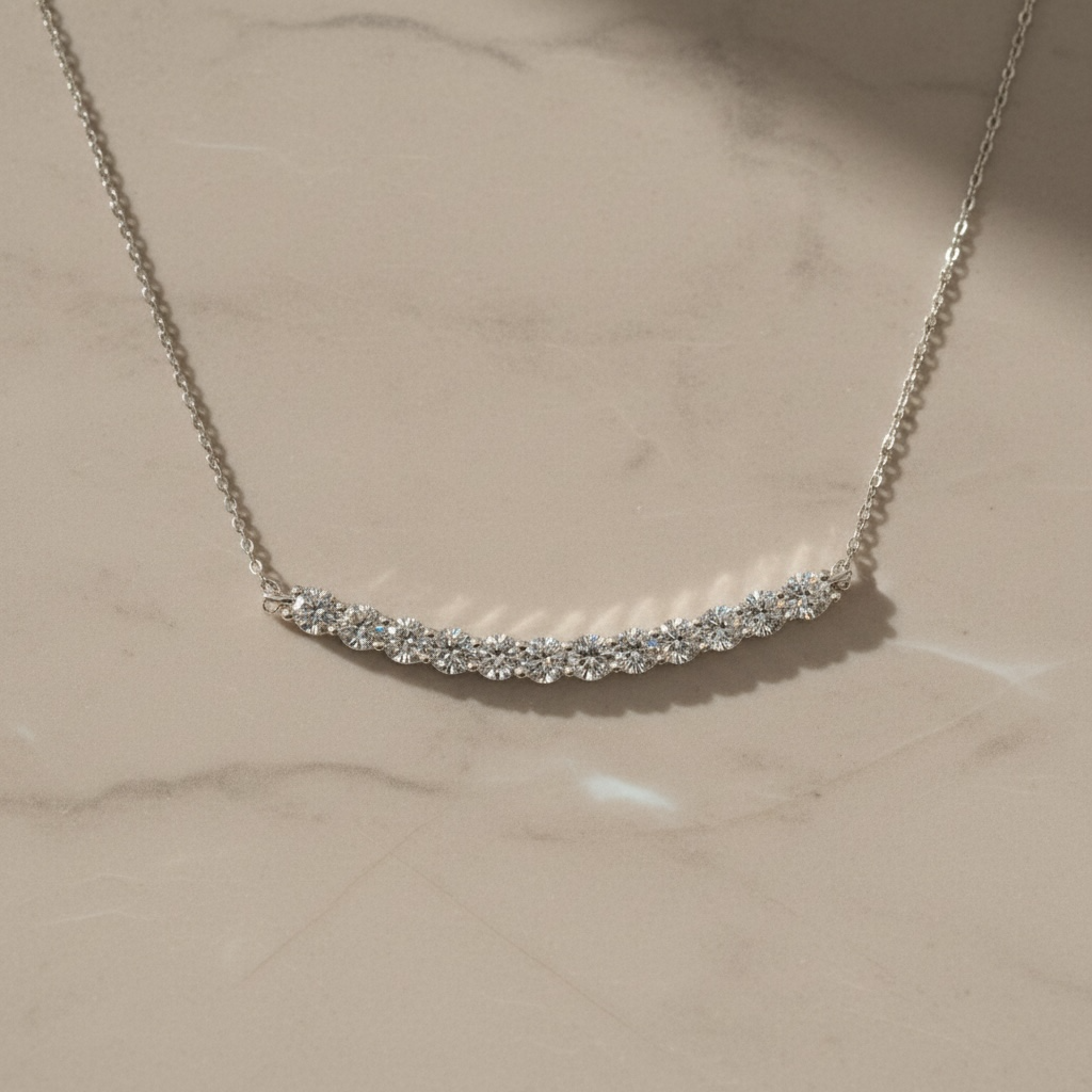 Cluster Smile Necklace • Sterling Silver or Gold Vermeil • Minimalist Layering Bridesmaid Necklace • Bridal Gift