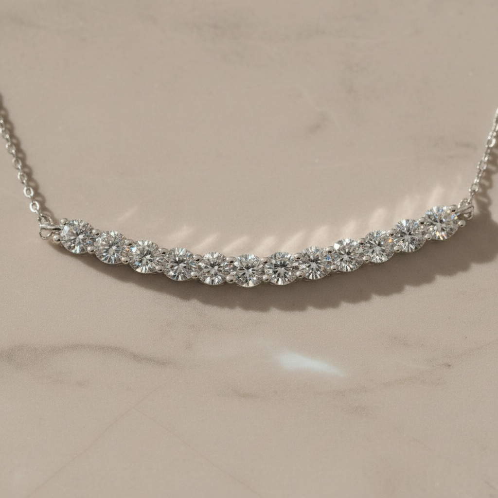 Cluster Smile Necklace • Sterling Silver or Gold Vermeil • Minimalist Layering Bridesmaid Necklace • Bridal Gift